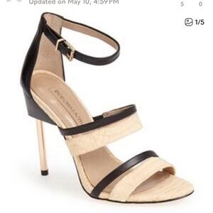 BCBGMaxAzria Black and Cream Strappy Heels